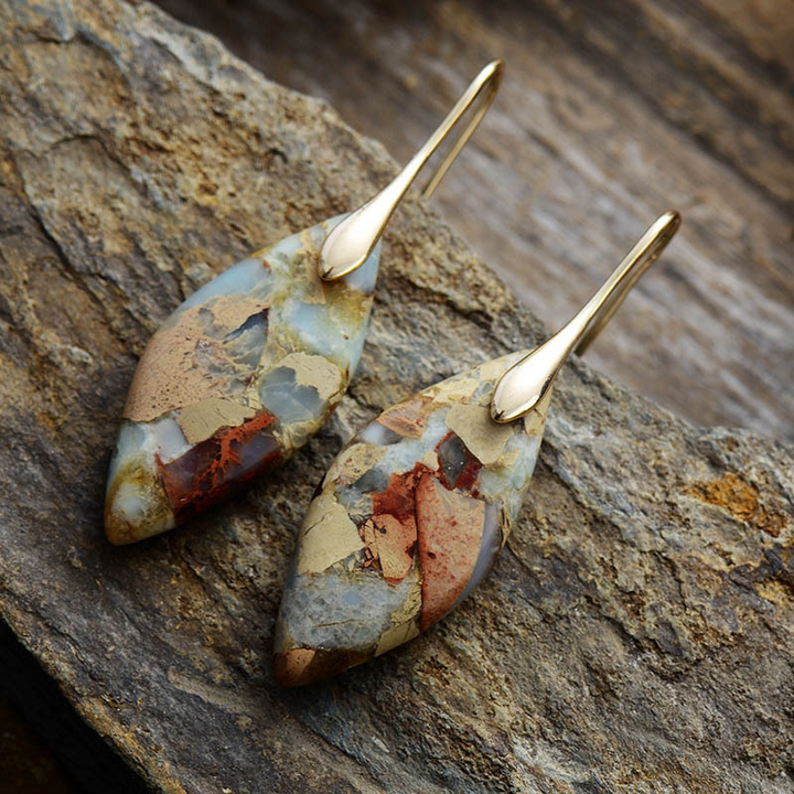 Lilith – Vintage Natural Oval Stone Earrings