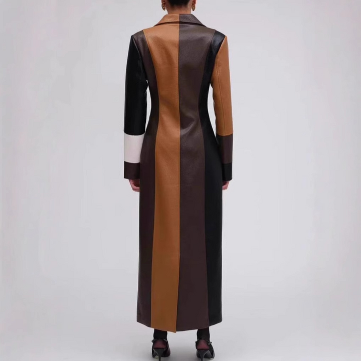 Vienna - Retro Patchwork Faux Maxi Coat