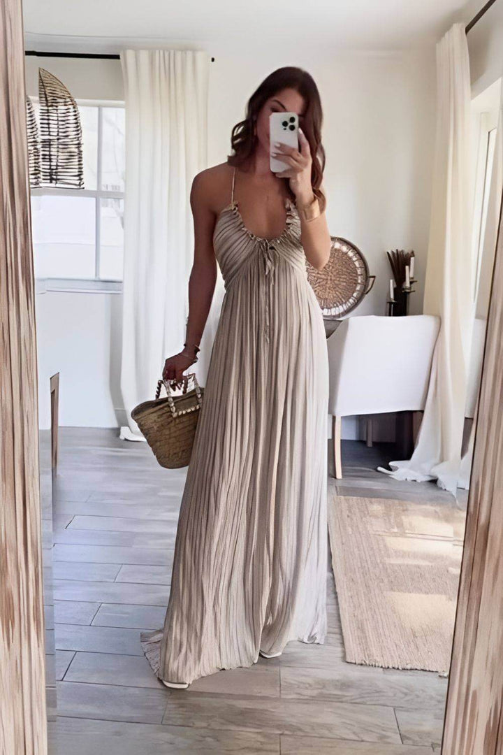 Lanie - Elegant Pleated Maxi Gown