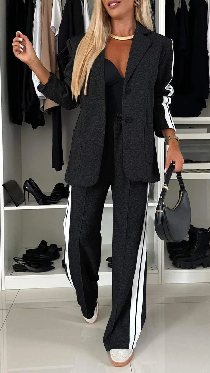 Sophia - Lapel Collar Top & Pants Set